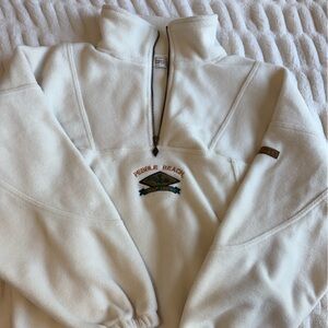 Pebble Beach Cream Fleece Pullover with Embroidered Logo